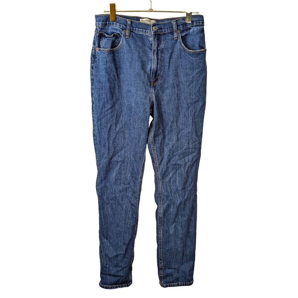 Abercrombie Curve Love 90s Slim Straight Jeans Womens 31 12 Ultra High Rise Blue